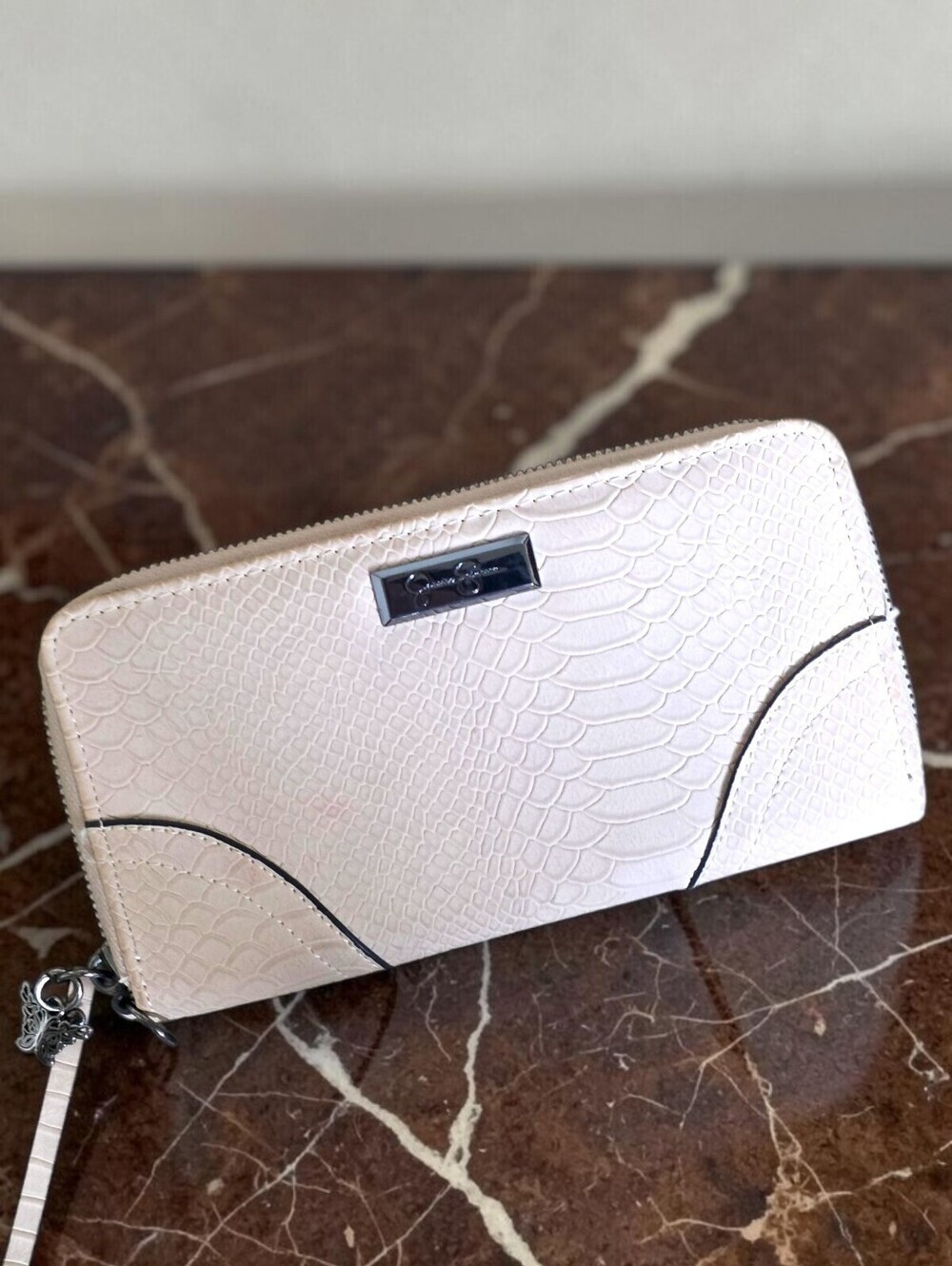 Jessica Simpson Blush Pink Faux Snakeskin Zip Around Wallet Continental Wristlet